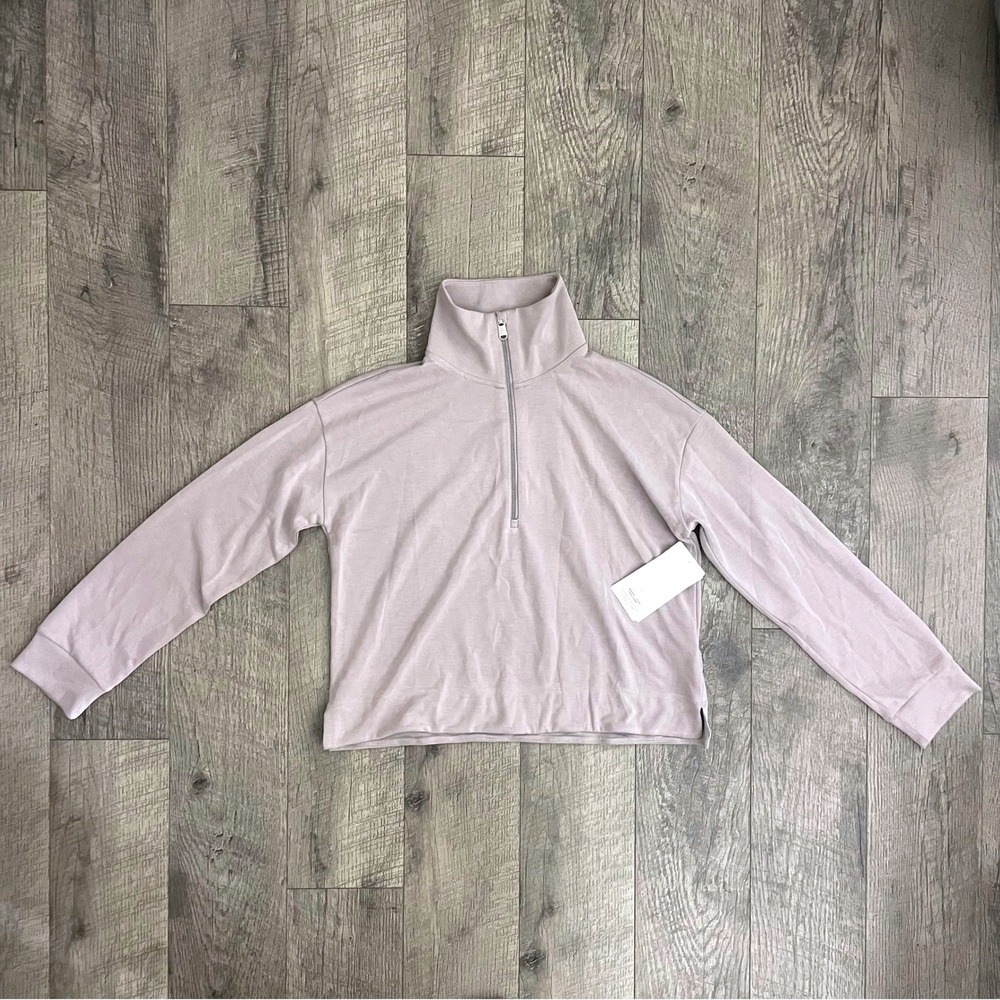 Athleta Seasoft 1/4 Zip Sweatshirt Mauve Lilac Purple Mock Neck Pullover Medium